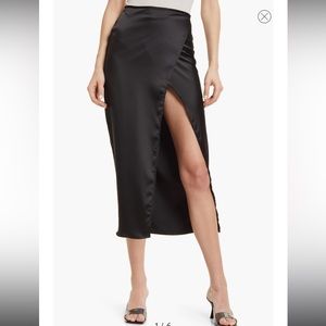 TOPSHOP Satin Wrap Midi Skirt